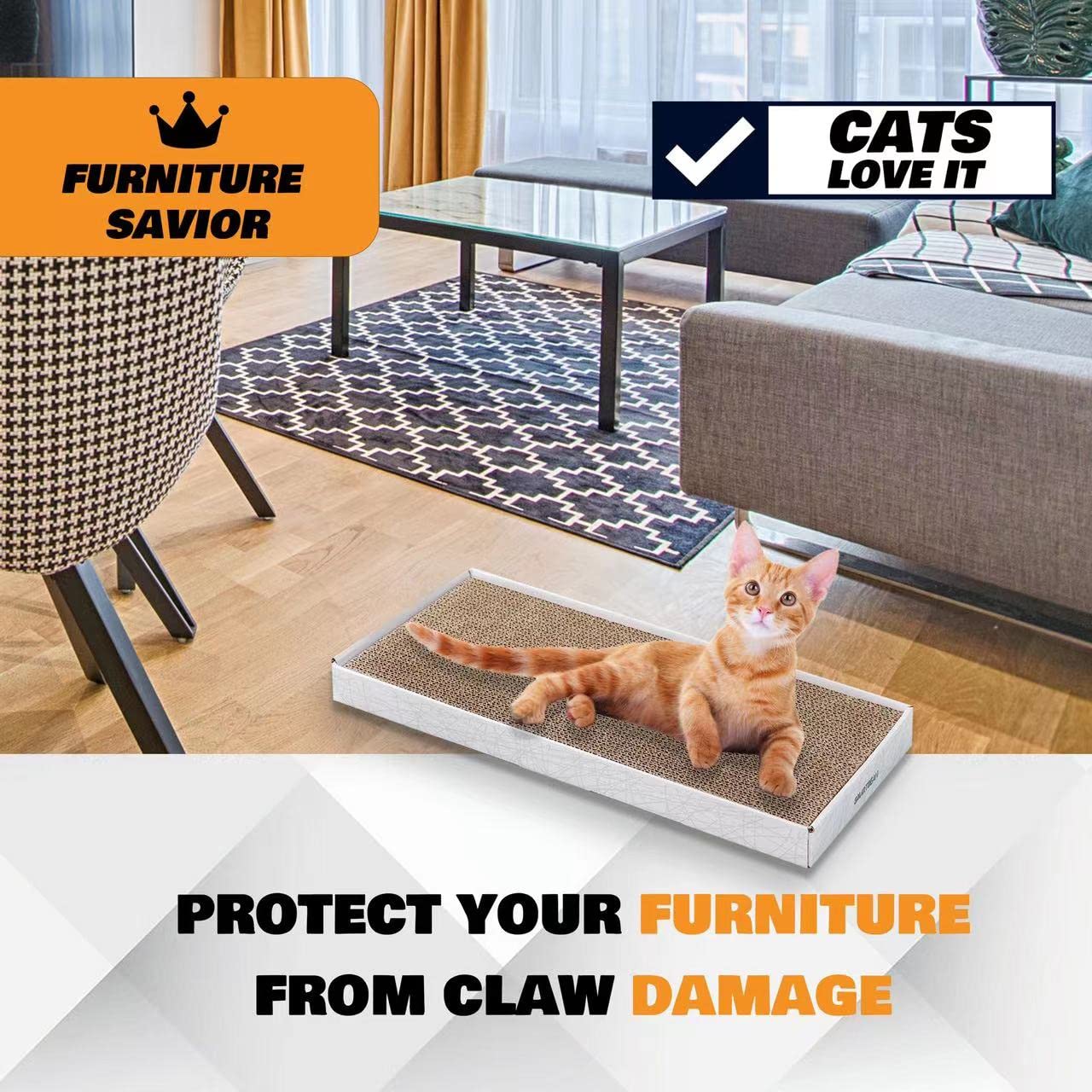 Cardboard Scratcher Pad Scratching Post:Smartbean 3PCS Cat Scratcher Cardboard,Cat Scratch Pad,Cat Scratching Post,Double-Sided Design for Double Life