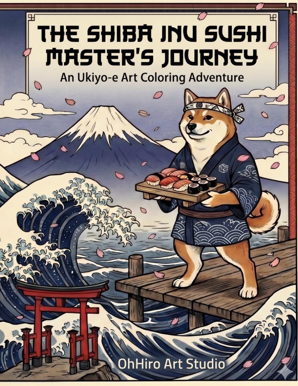 The Shiba Inu Sushi Master's Journey: An Ukiyo-e Art Coloring Adventure