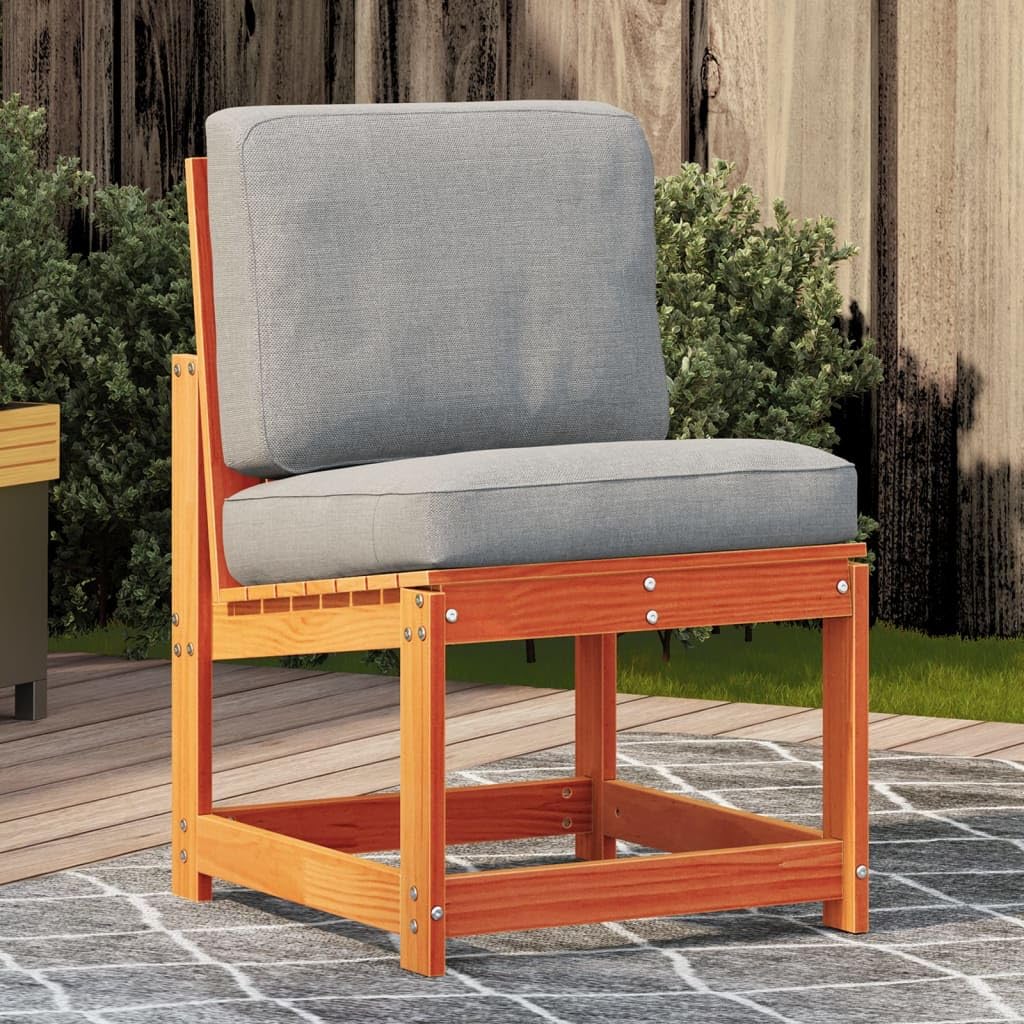 Silla de jardín marrón cera, 50,5 x 55 x 77 cm, madera maciza de pino, robusta pieza de mobiliario para exterior para patio y jardín, cómodo asiento para terraza