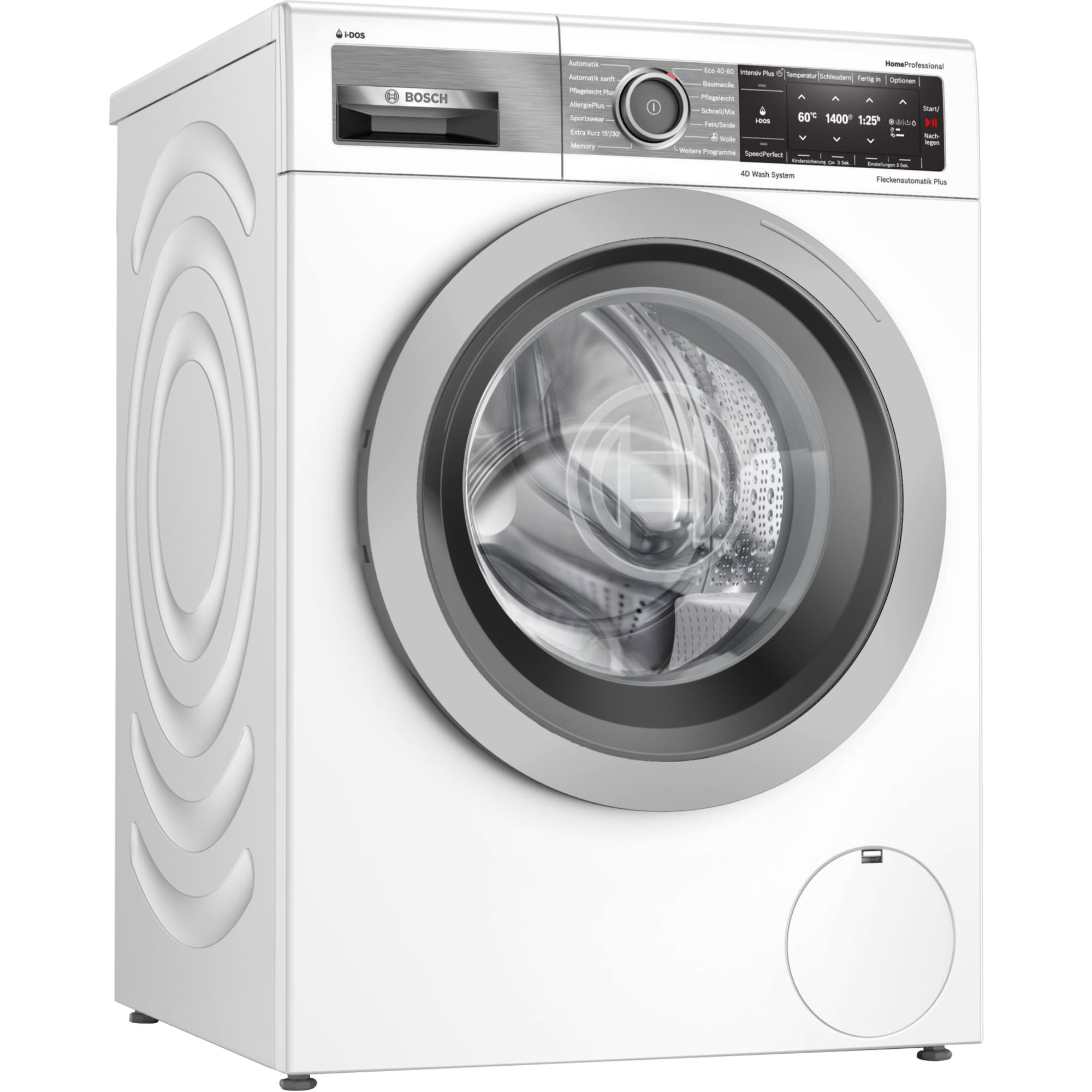 Bosch WAV28E44 HomeProfessional Waschmaschine Frontlader/A / 48 kWh/100 Waschzyklen / 1400 UpM / 9 kg/weiß/i-DOS/Fleckenautomatik Plus / 4D Wash System/EcoSilence Drive