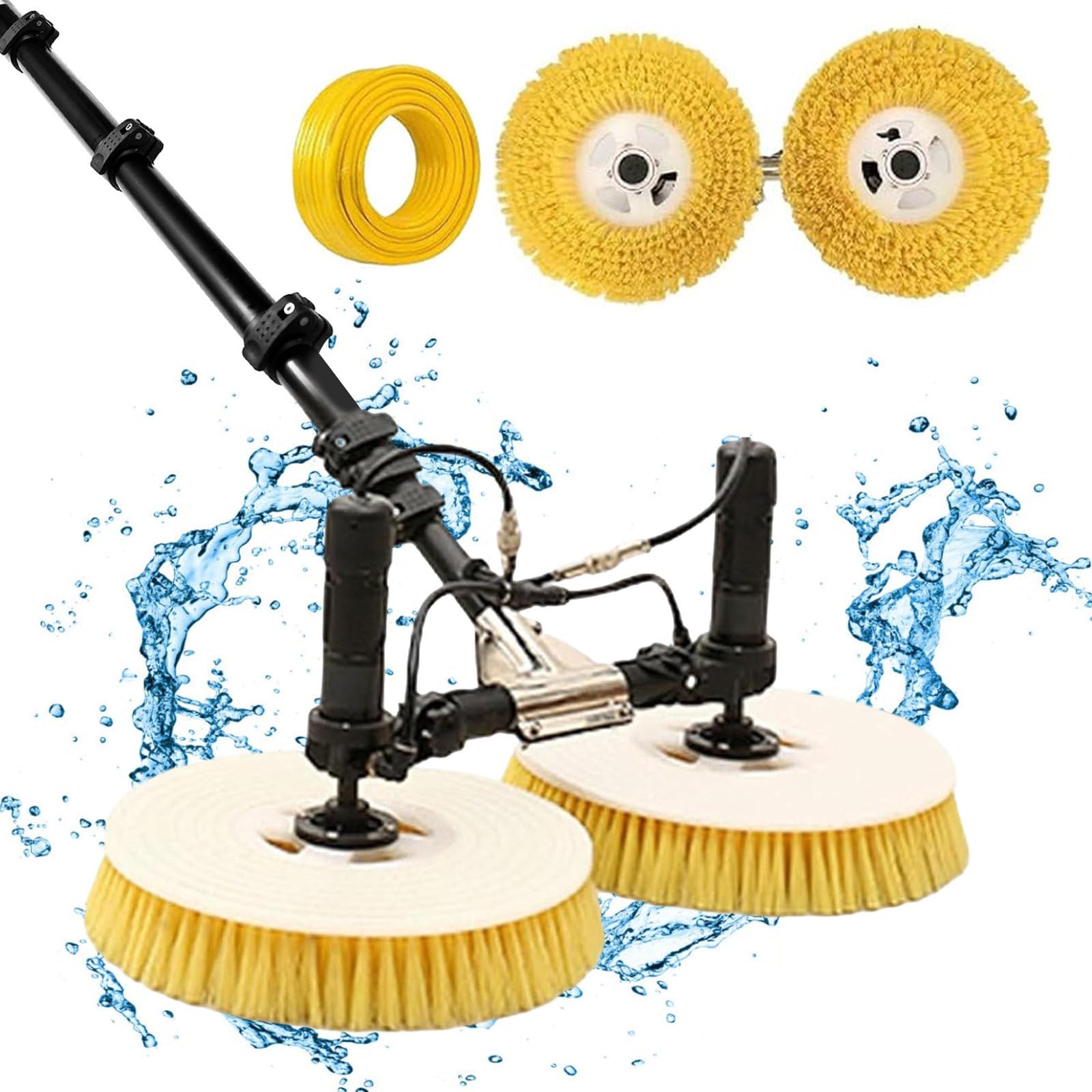HADECOLL Solar Panel Cleaning Brush And Pole Kit, Water Fed, Double Brush Head For High Windows And Solar Panel Cleaning, 65Cm,Size_Name-3.5M