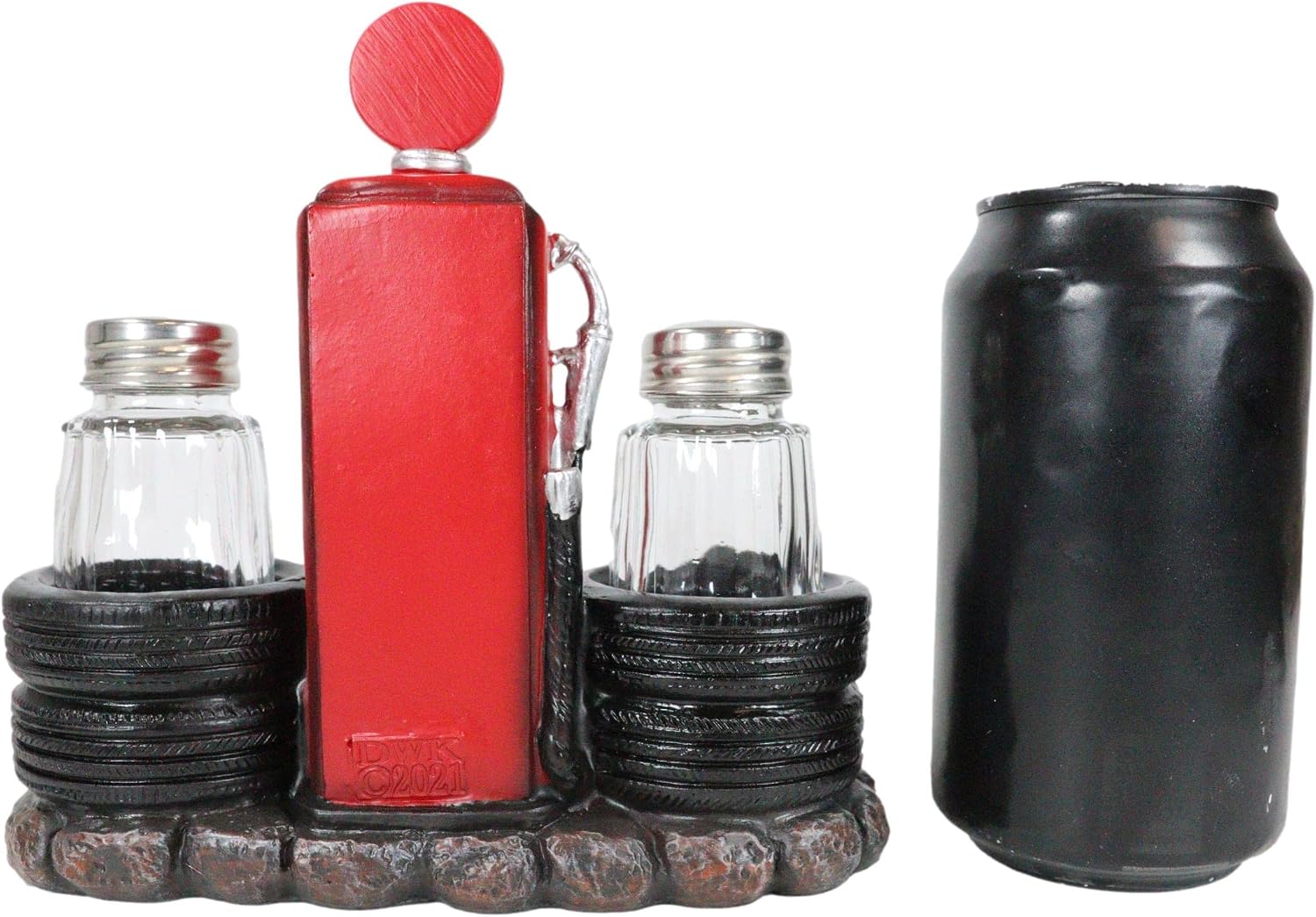 Ebros Gift Vintage Nostalgia Route 66 Highway Stop Old Fashioned Red Gas Pump Station Salt And Pepper Shaker Holder Figurine Cross Country Road Trip Lovers Kitchen Accent