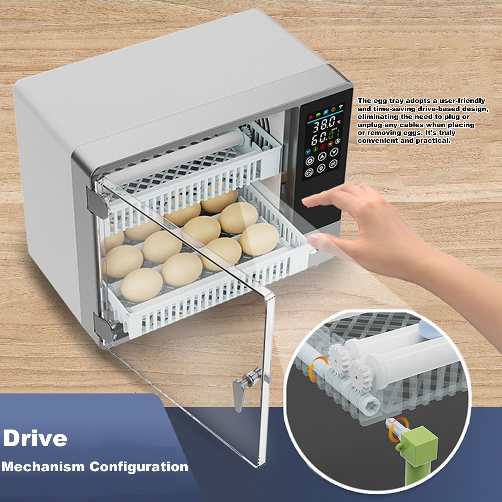 W Pełni Automatyczny Inkubator Do Jaj, Mały Inkubator Do Jaj Kurzych Przepiórczych W Domu, Inteligentny Klujnik Z Funkcją Automatycznego Obracania(Size:24 eggs)