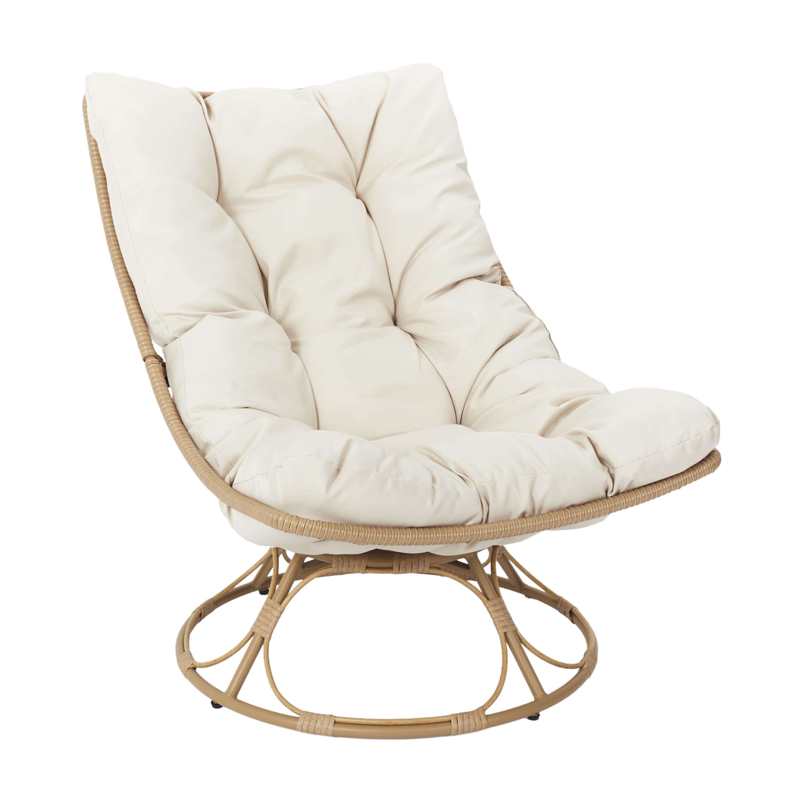 HOME DECO FACTORY - HDO0227 Sillón Petra, Mobiliario de Exterior, Asiento 74x88x96 cm, Altura 35 cm, Tratamiento UV, Textil Repelente al Agua, Epoxy, Beige