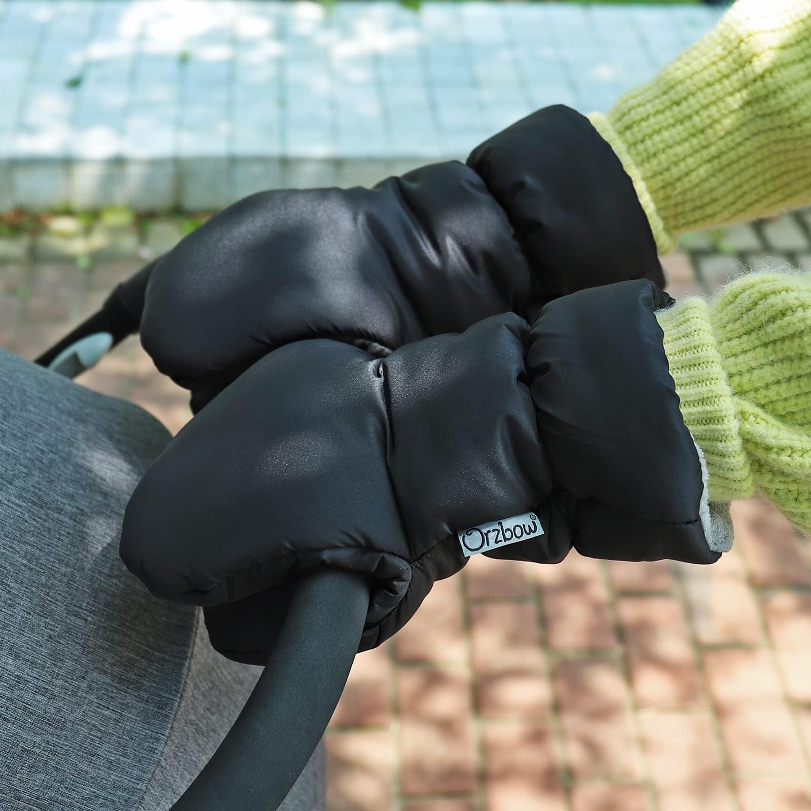 Orzbow Manoplas Carrito Bebe, Impermeables Guantes Para Carrito de Bebé De Invierno Paseo Para Todos Los Cochecitos de Bebé (Negro)
