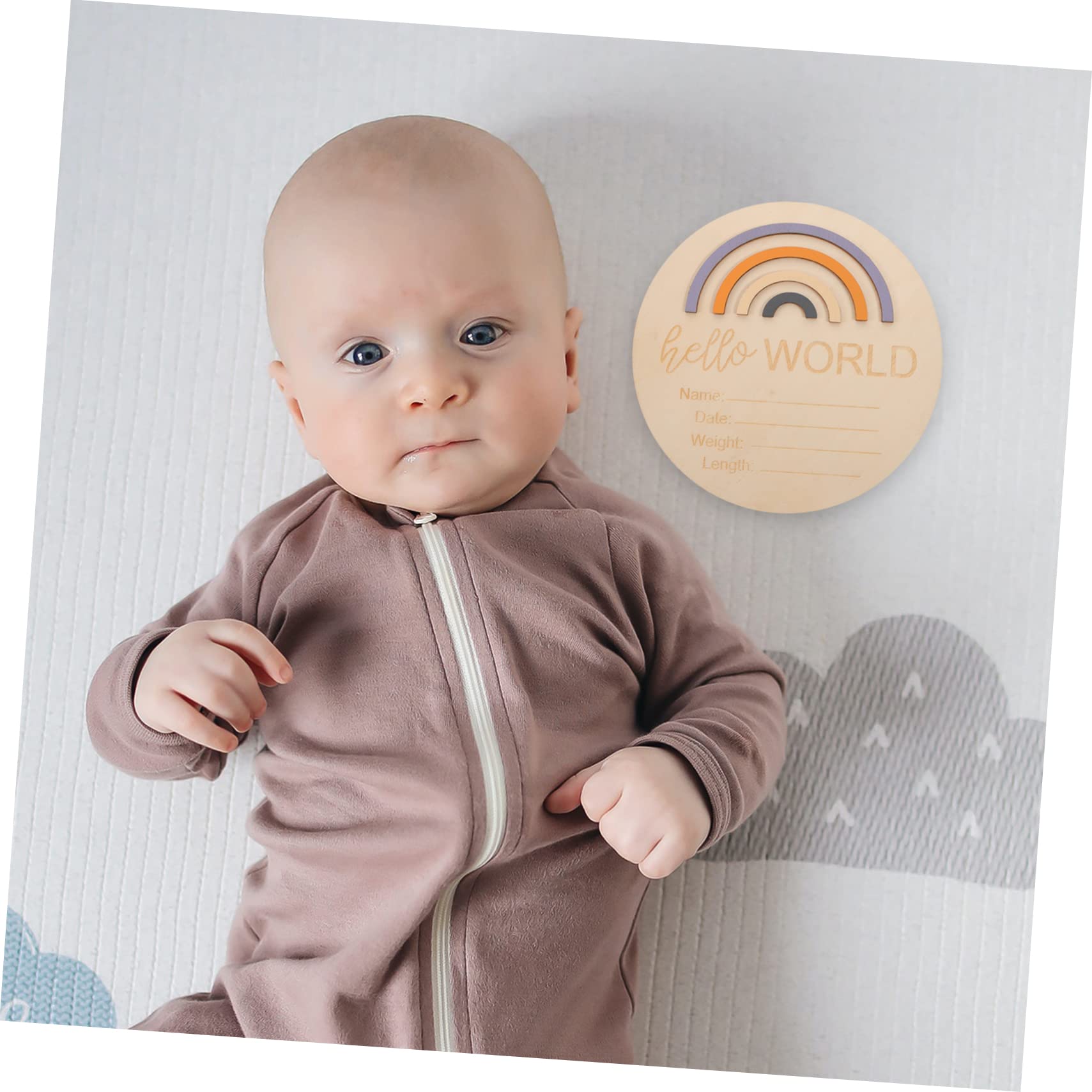 ibasenice Monthly Milestone Wood Discs Name Sign for Hospital Birth Announcement