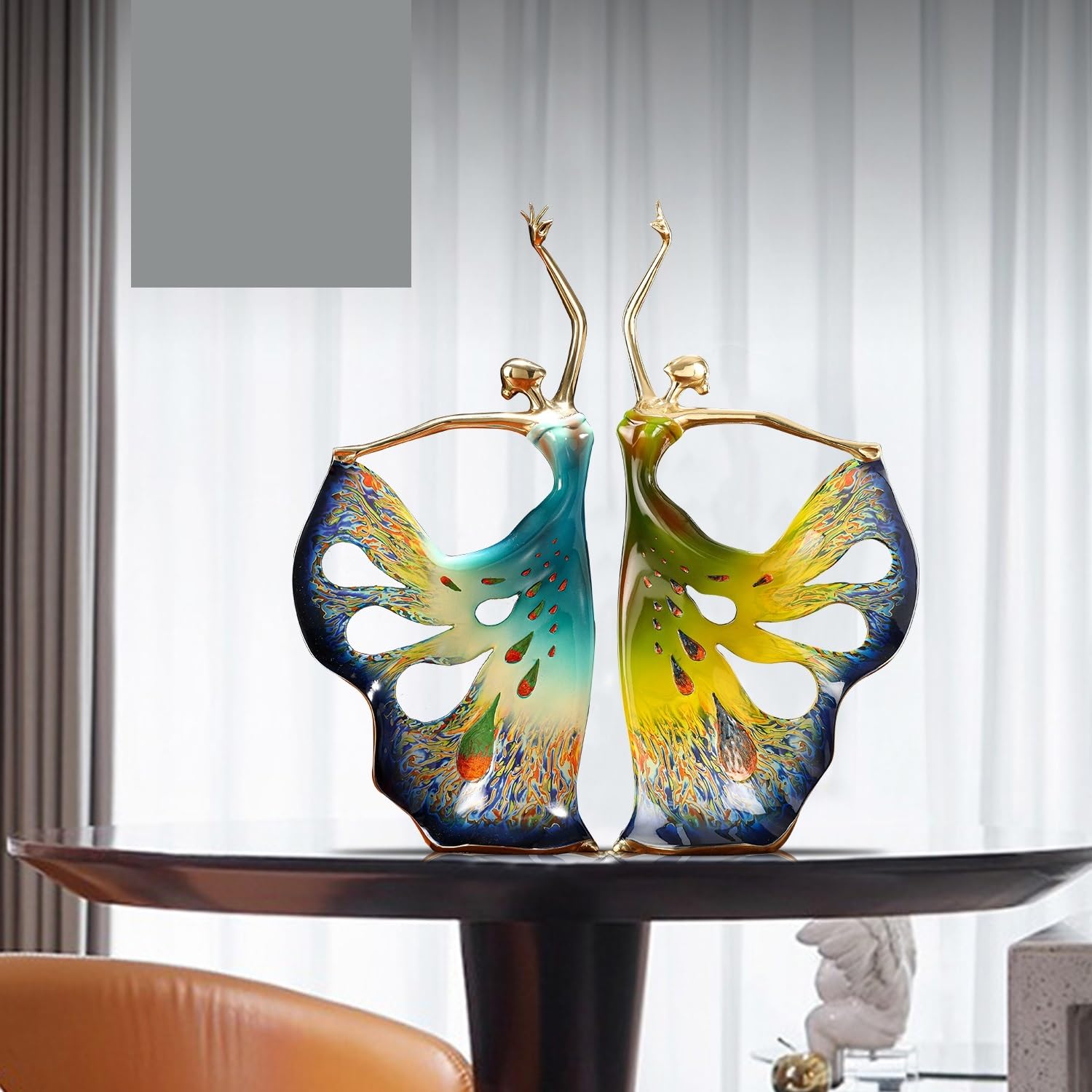 Statue Ornementale Copper Ornaments Modern Creative Home Living Room Decoration Light Luxury Gift(Green)
