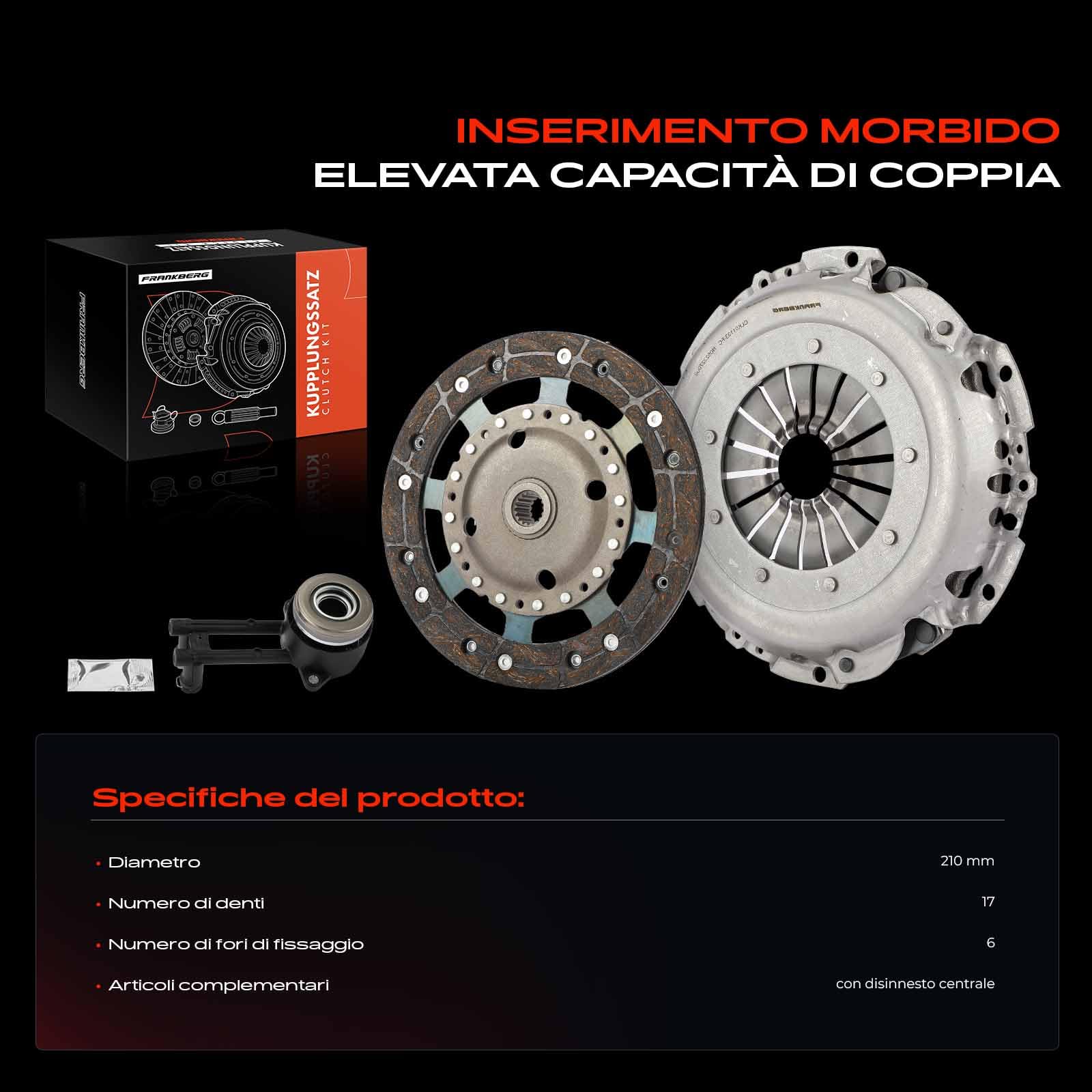 Frankberg Kit frizione 621301133 | Compatibile con: Fiesta V Van, 2 giorni, Fiesta V JD JH, Fusion JU