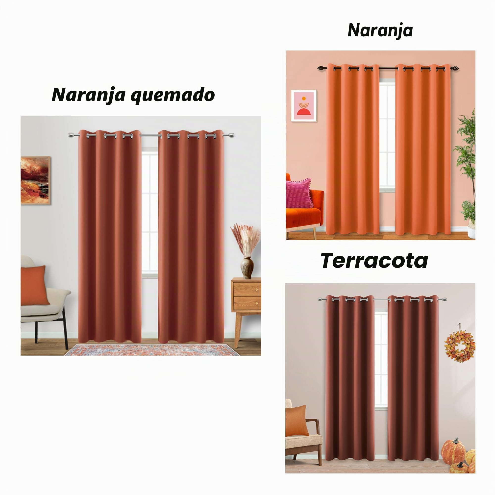 KOUFALL Cortinas naranjas de 84 pulgadas de largo para dormitorio, juego de 2 paneles con ojales para oscurecer la habitación, cortinas opacas para sala de estar, hogar, oficina, decoración de 42 x 84