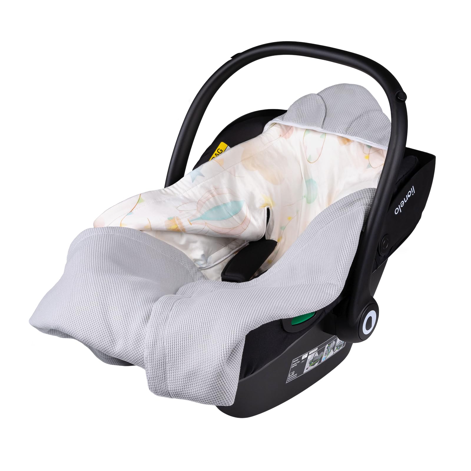 lionelo Travel Swaddle Blanket 90x90 cm for Babies Crafted for Car Seats Strollers & Carrycots