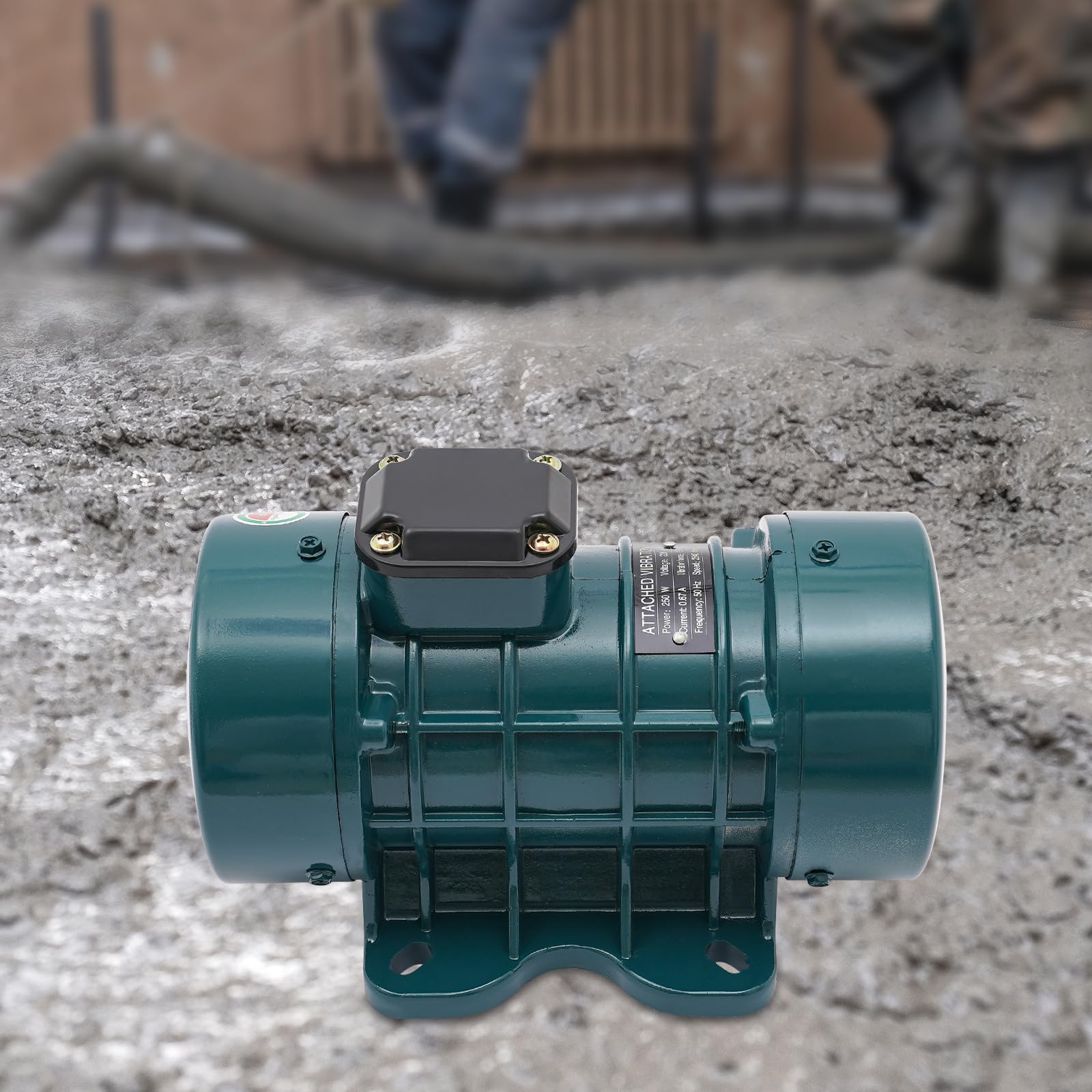 Vibrationsmotor, 250W Beton Vibrationsmotor, Geschwindigkeit 2840rpm,Stabile Basis, Vibrationskraft 150kg, Vibration Motor für Zementgießarbeiten wie Autobahnen (Dunkelgrün)