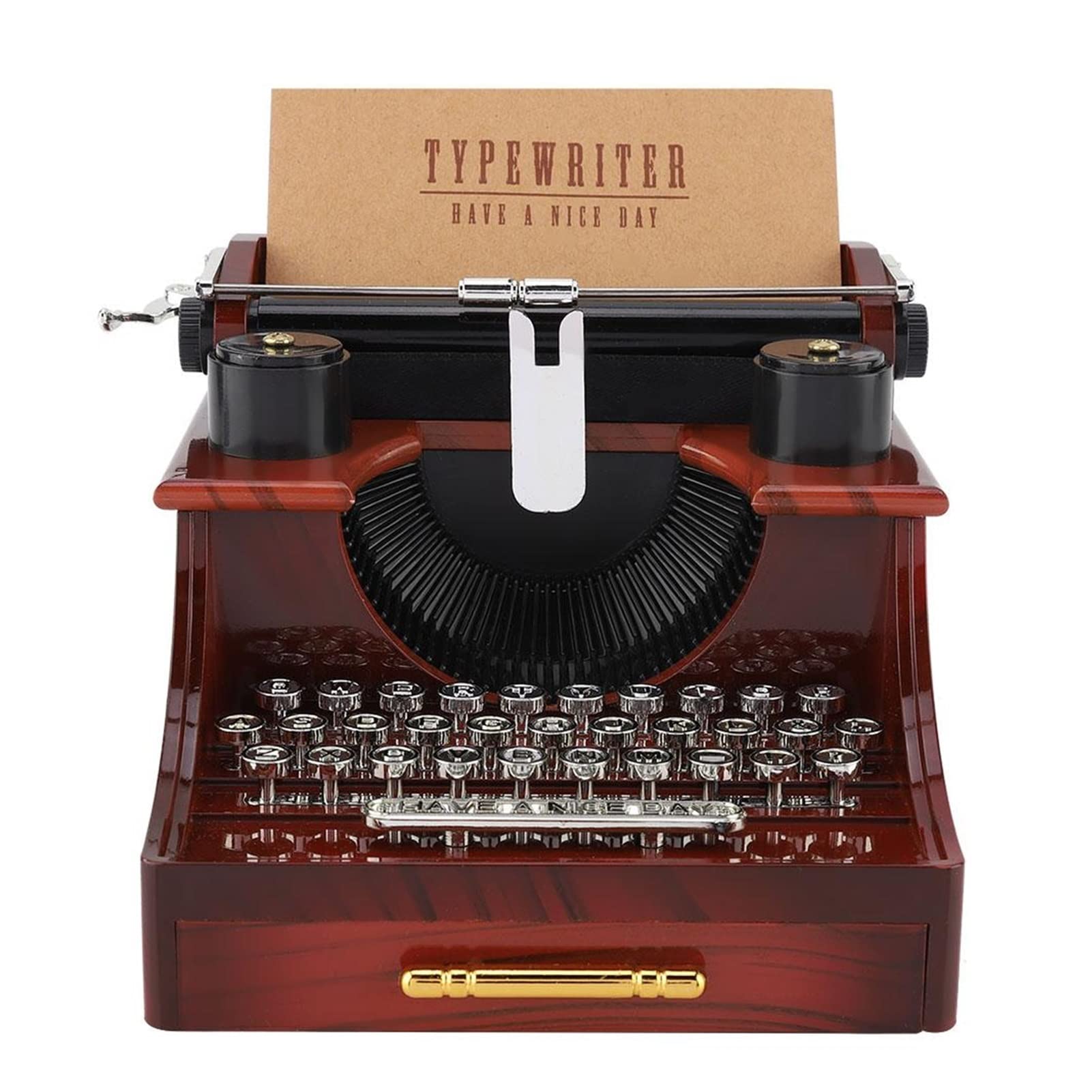 Muzyczna pozytywka, kreatywna retro skrzynka muzyczna, stara maszyna do pisania, mechaniczna szkatułka na biżuterię z szufladą, prezent urodzinowy, na Boże Narodzenie, ornament, zabawka rodzinna