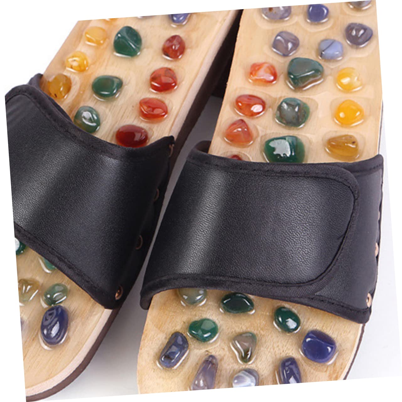 Beavorty Akupunktur Sandalen Massagepantoffeln Fußmassage Schuhe Ergonomisches Design für Füße Entspannung Schwarz Yards