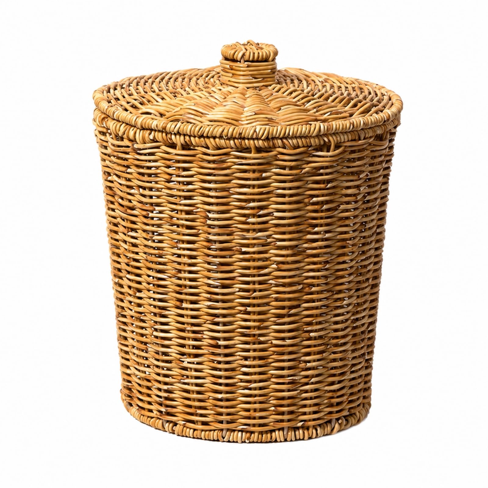 kowaku Cesta Cilínd Tejida con Tapa corativa Cesta Almacenamiento con Tapa Ajustada Resistente para Pasillo, 23.5cm