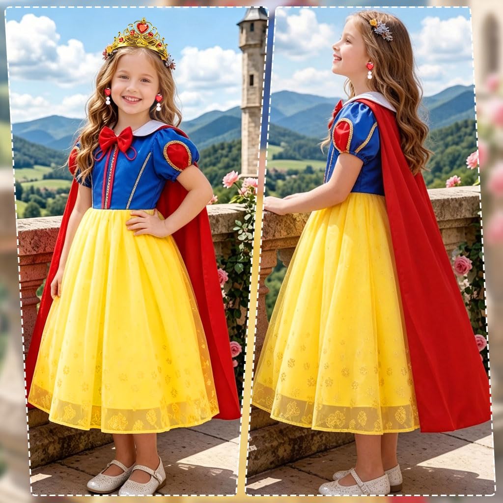 iTVTi Princess Costume Dress for Little Girls Princess Dress Up Costume Party Carnival Halloween Cosplay with Accessories