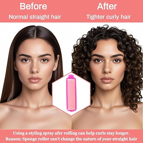 Miniatura 5 de MAQIHAN 56 rodillos de espuma para el cabello, rodillos de esponja de 0.59 pulgadas para rizadores de cabello sin calor para cabello corto/largo,