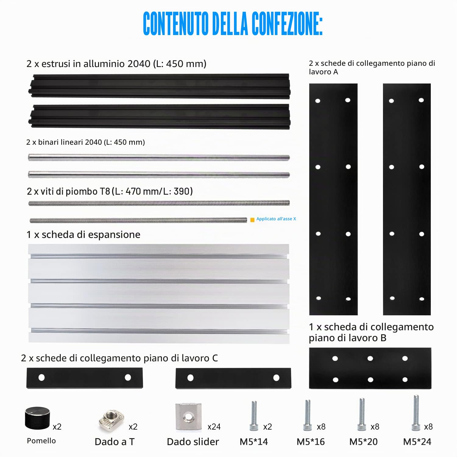 Kit di aggiornamento CNC Daedalus 3018, per l'aggiornamento dell'asse X e l'estensione dell'asse Y con pannello di lavoro