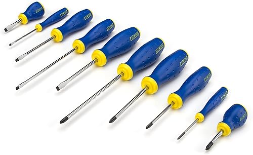 Estwing Juego de destornilladores Phillips y ranurados de 10 piezas, puntas magnéticas de óxido negro, ejes de acero al cromo vanadio, mango