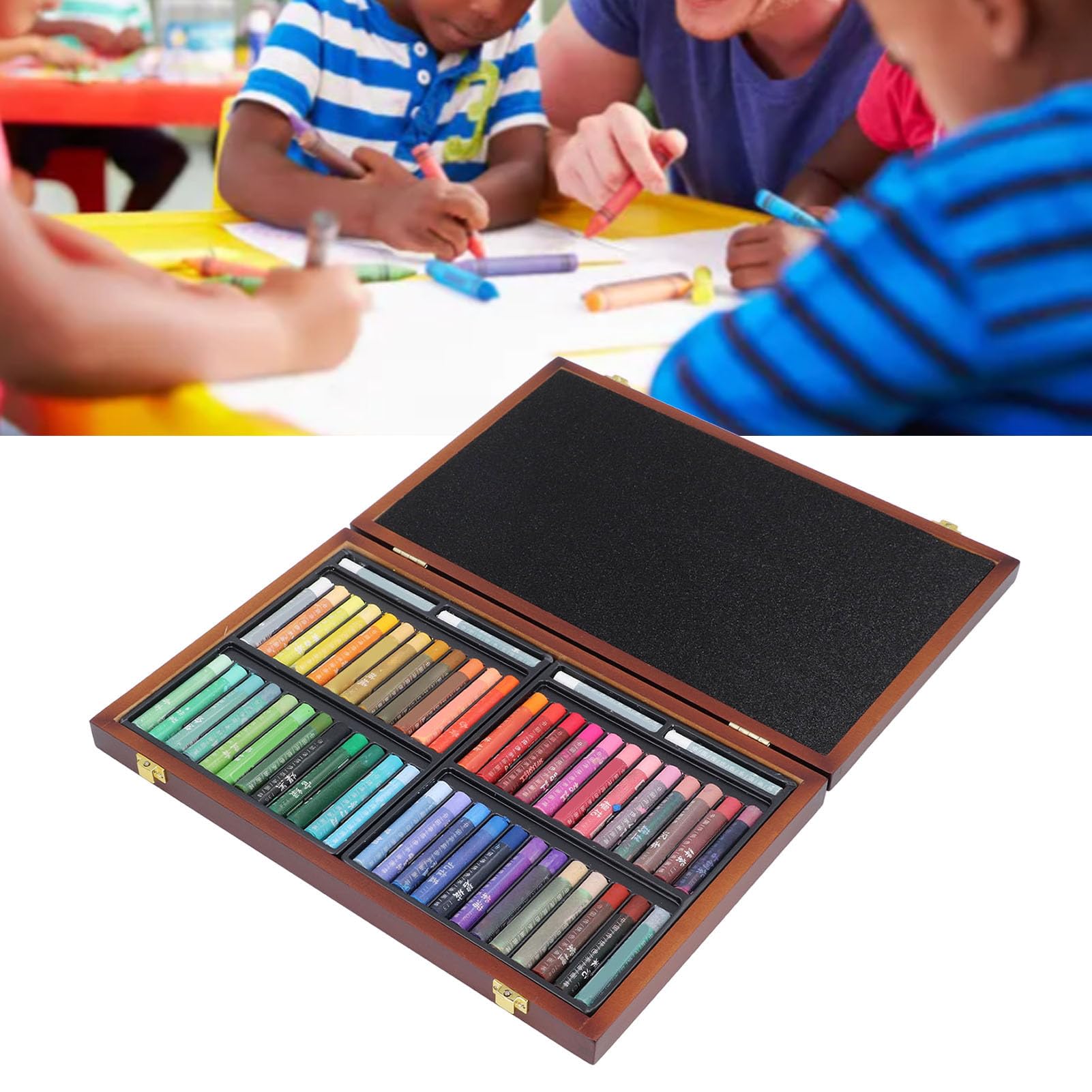 Ölpastell-Set mit 48 Farben, Wasserlösliches Weiches Pastell-Set, Künstlerbedarf mit Holzkiste für Künstler, Anfänger, Studenten, Lehrer
