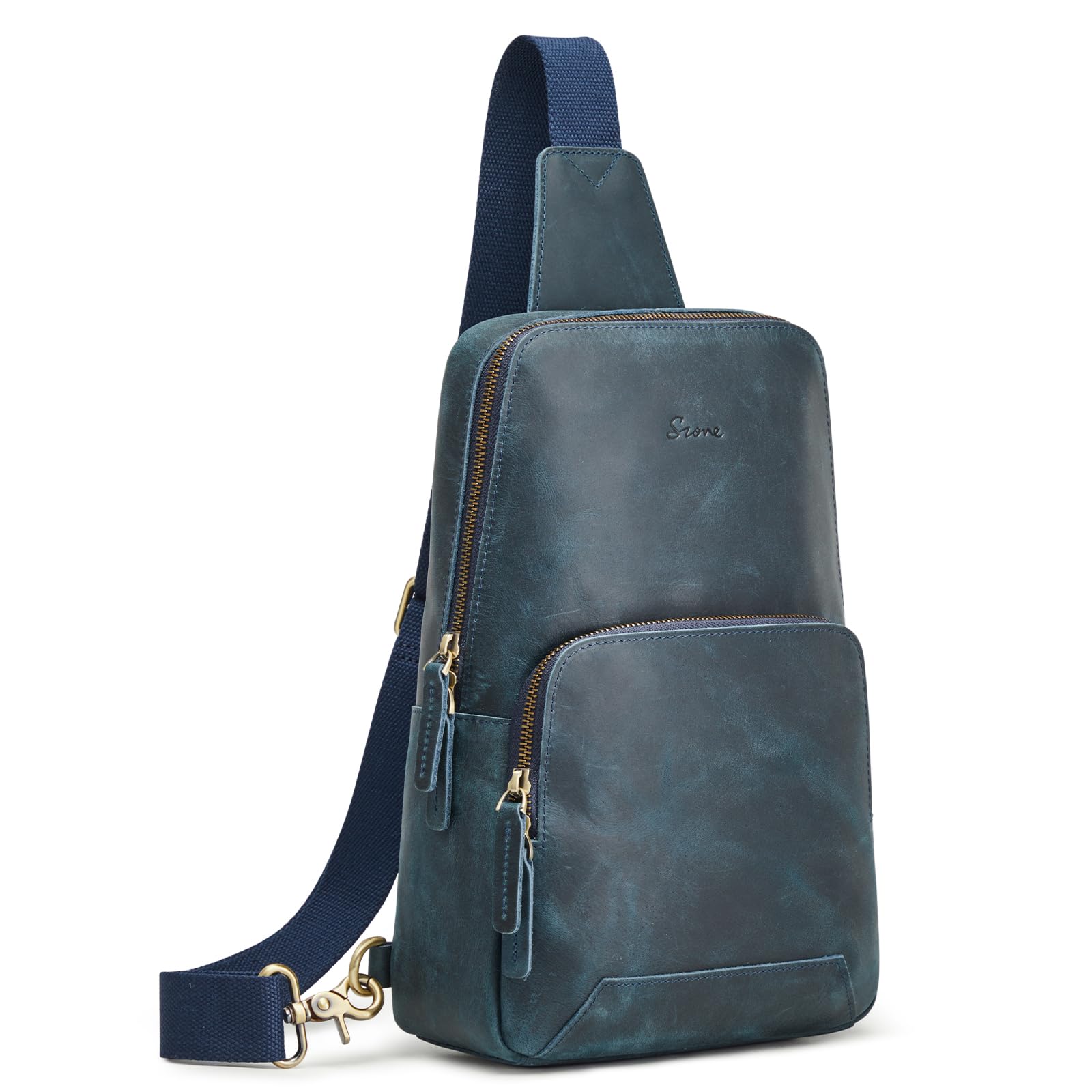 S-ZONE Sling Bag for Men Women RFID Blocking Genuine Leather Crossbody Shoulder Bag Backpack Hiking Daypack Travel | RFID Blocking, Genuine Leather,