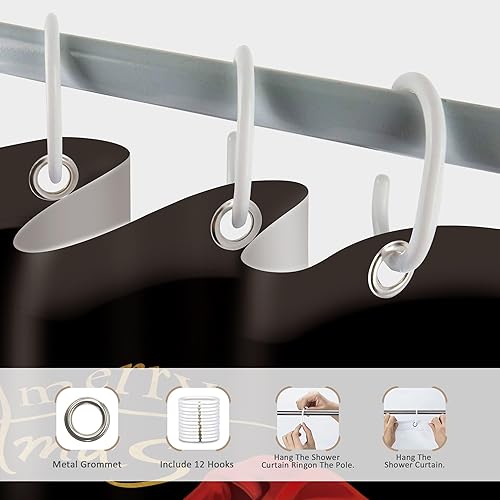 Miniatura 7 de Glawry Cortina de ducha de Navidad de Papá Noel negro Feliz Navidad, Afroamericano, retro, baño, vacaciones de invierno, feliz año nuevo, 60