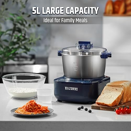 Miniatura 4 de Razorri Máquina de masa eléctrica, mezclador de masa doméstico de 5L 4.5QT con función de fermentación, temporizador de microcomputadora, hoja de