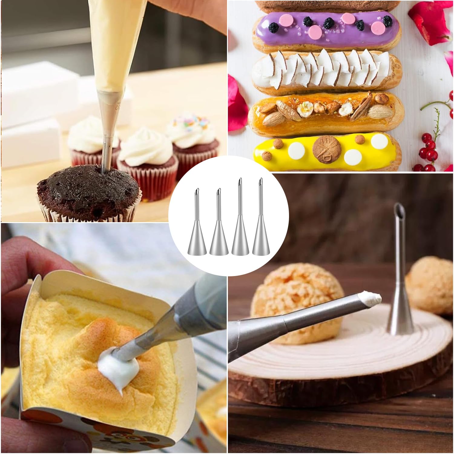 5-teiliges Spritztüllen Set Edelstahl - Backtüllen Für Marmelade Und Sahne