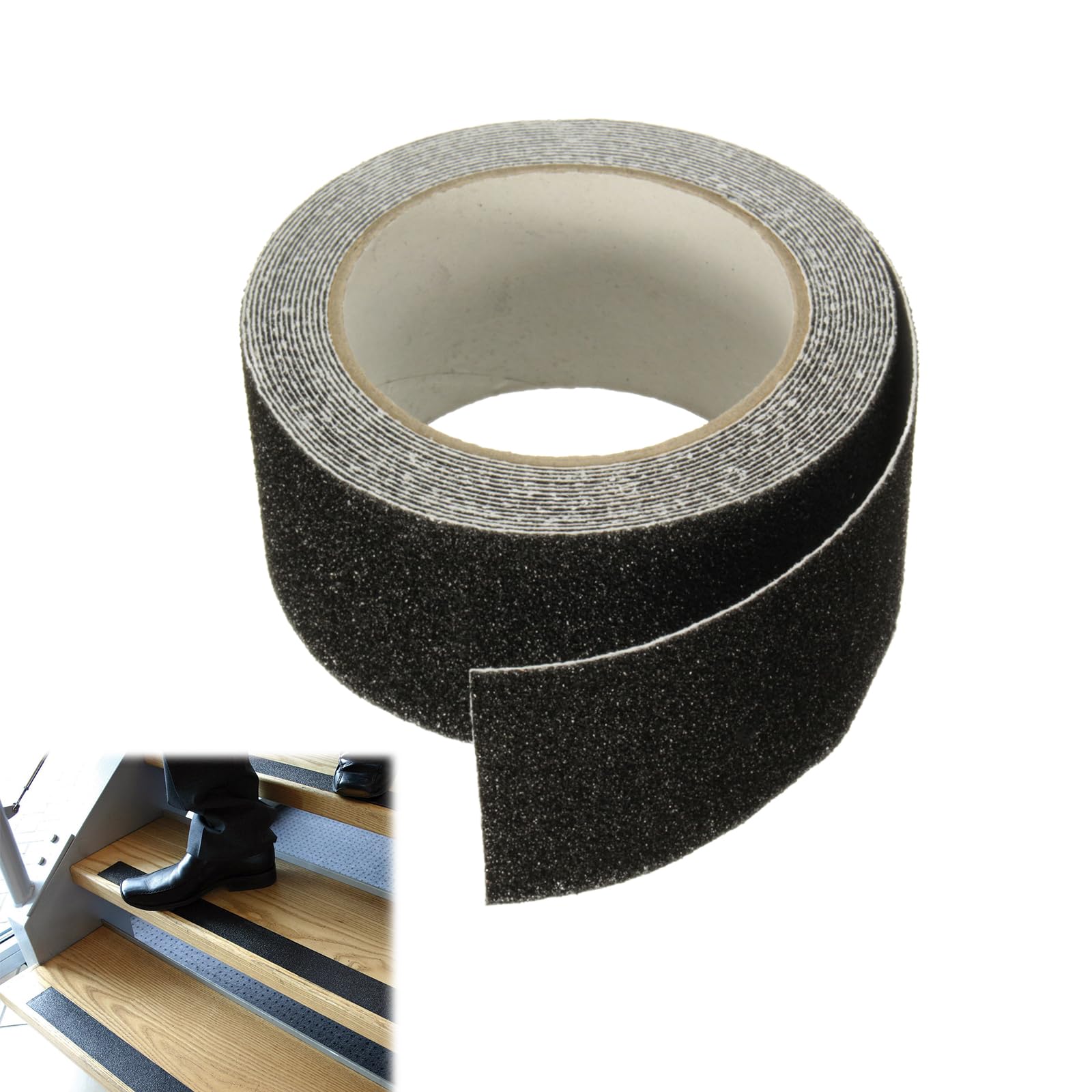Bande Antidérapante Escalier 2.5cm X 5m - Adhésif Imperméable Noir Pour Intérieur/Extérieur