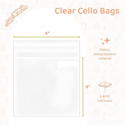 Miniatura 2 de Pack It Chic - Bolsas de polietileno transparentes resellables para caramelos, golosinas y recuerdos de fiesta de 4 x 4 pulgadas (paquete de 1000)