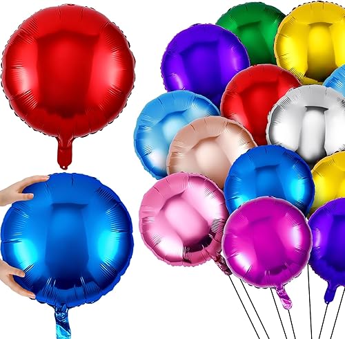 200 globos de papel de aluminio de 18 pulgadas de forma redonda, globos de helio, globos de Año Nuevo, globos de fiesta para niños para decoraciones