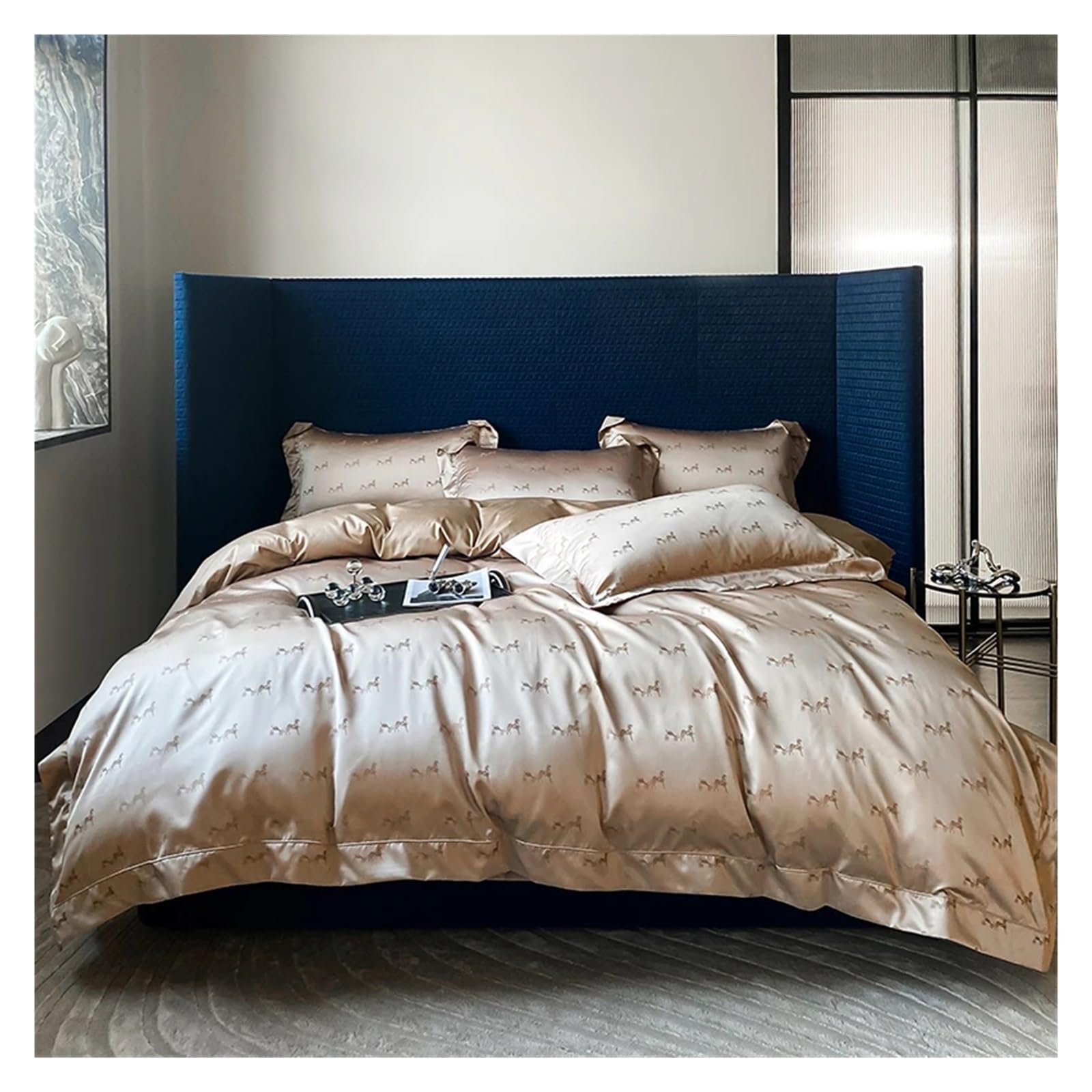 Bed Sheets Set, 1200TC Cotton Stain Bedding Sets Queen King Size Duvet Cover Bedsheet Pillowcase,B-Twin