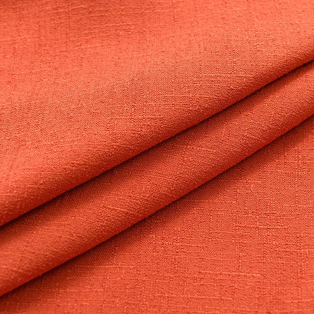 Decorative Throw Pillow Cover with Tassel, Cotton Linen Farmhouse Pillowcase Solid Color Square Accent Cushion Cover for Couch Bed Living Room,Set of 2 (Orange,18x18 Inch)