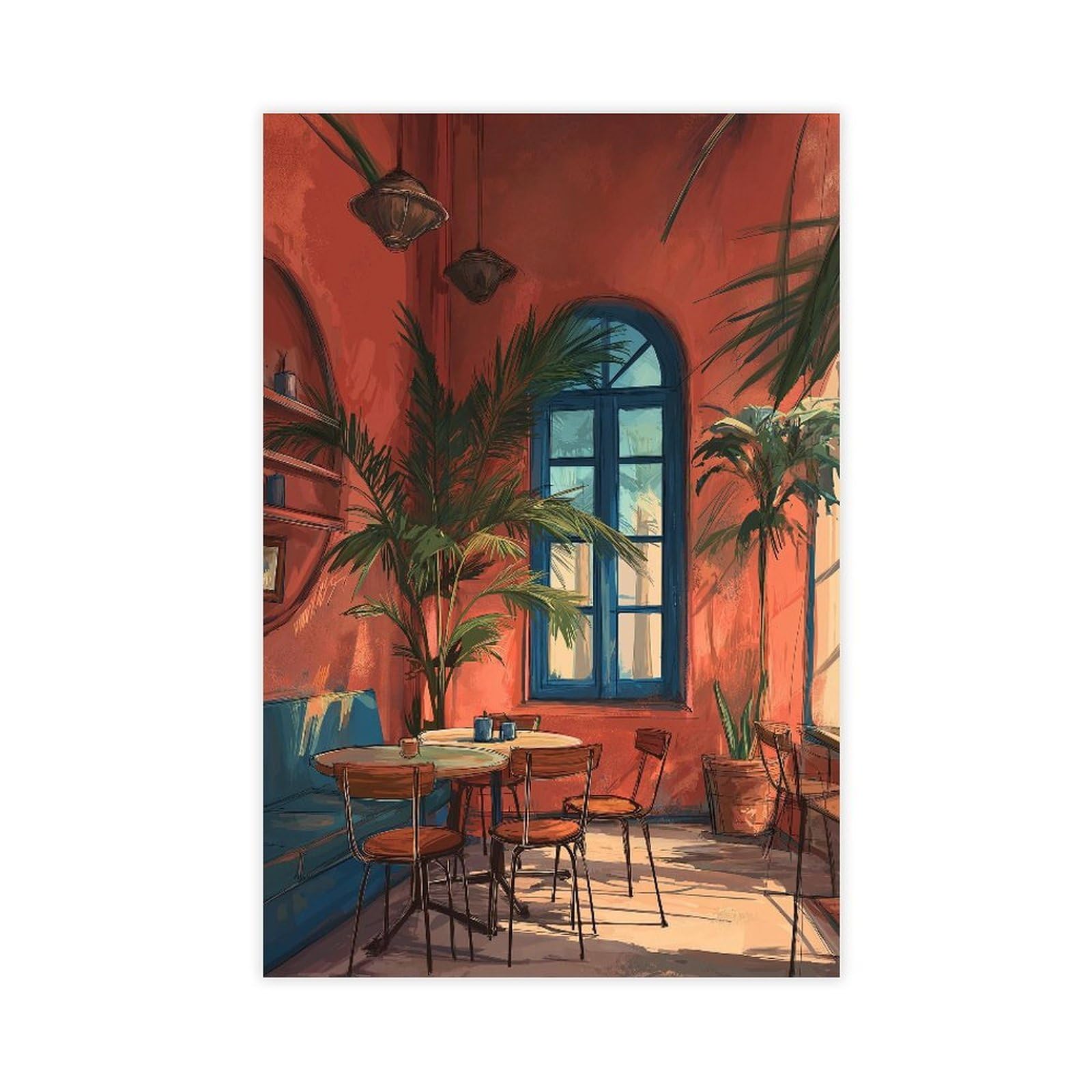 YWTJAX Mediterranean Cafe Poster Canvas Poster for Living Room Decor Gift