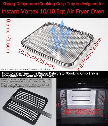 Miniatura 4 de Paquete de 3 bandejas para cocinar para cocinar bandejas de repuesto de malla de acero inoxidable para horno freidora de aire instantáneo de 10