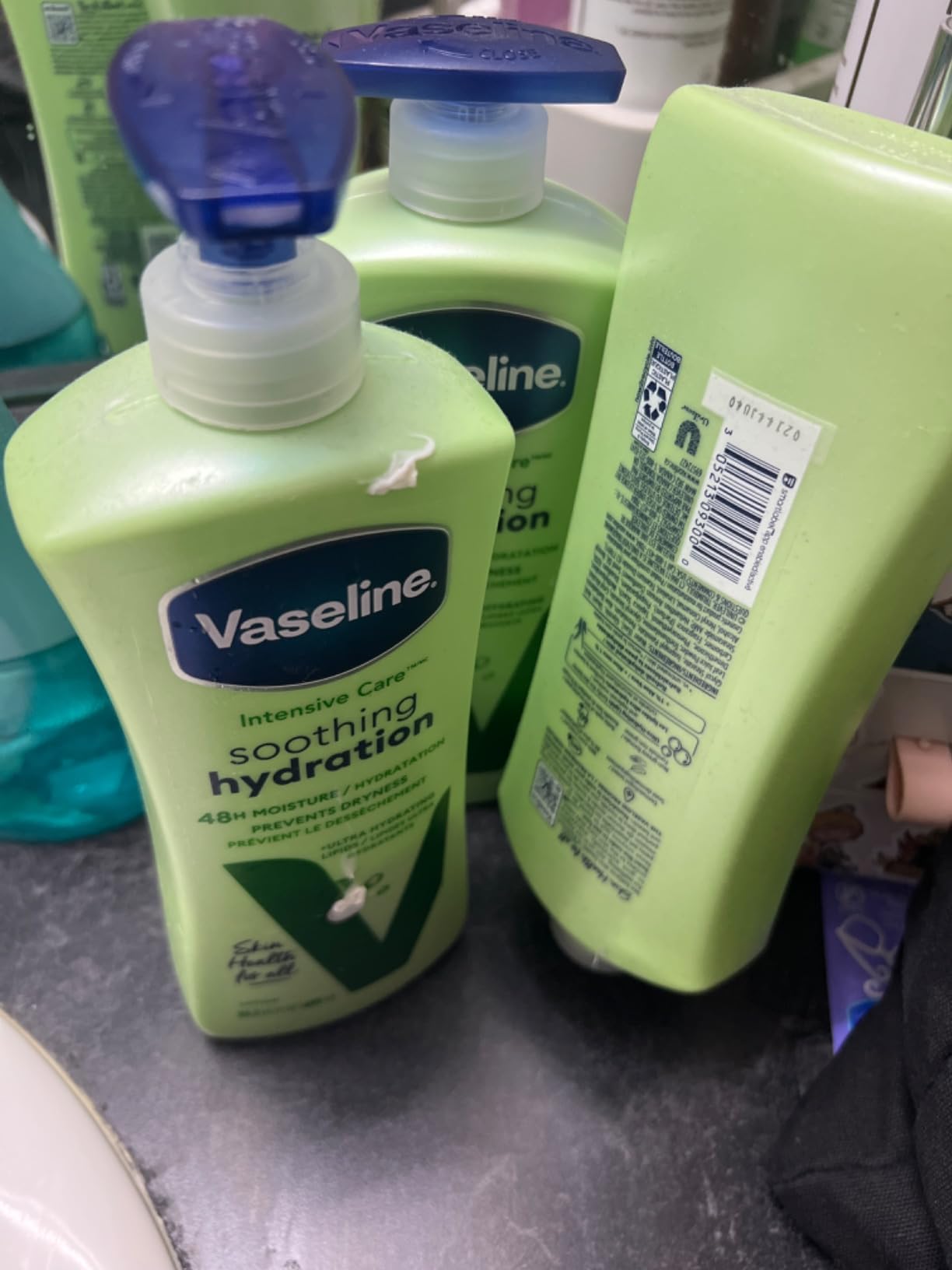 Unilever Vaseline Intensive Care Body Lotion for Dry Skin Soothing Hydration Lotion Made with Ultra-Hydrating Lipids + 1% Aloe Vera Extract to Refresh Dehydrated Skin 20.3 oz, Pack of 3 (packaging May Vary)