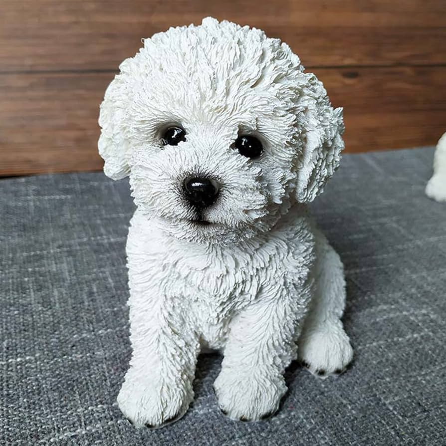 木彫り　ビションフリーゼ 木製のスマホ＆メガネスタンド：ビション・フリーゼ