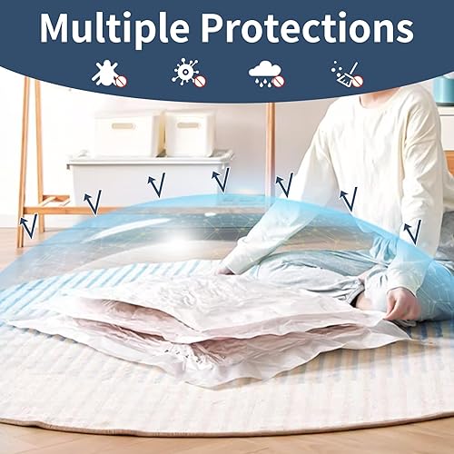 Miniatura 4 de SZO Paquete de 16 bolsas de almacenamiento al vacío con bomba de aire eléctrica, (4 Jumbo, 4 grandes, 4 medianas4 pequeñas), bolsas de sellado al