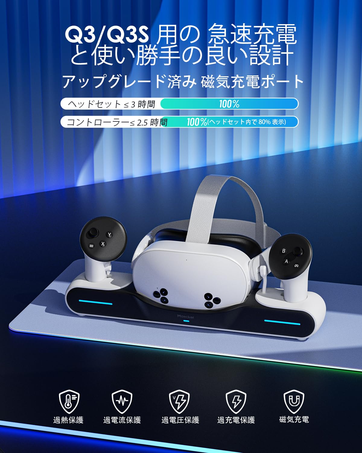 Amazon.co.jp: Maecker Meta Quest 3/3S 用の マグネット充電