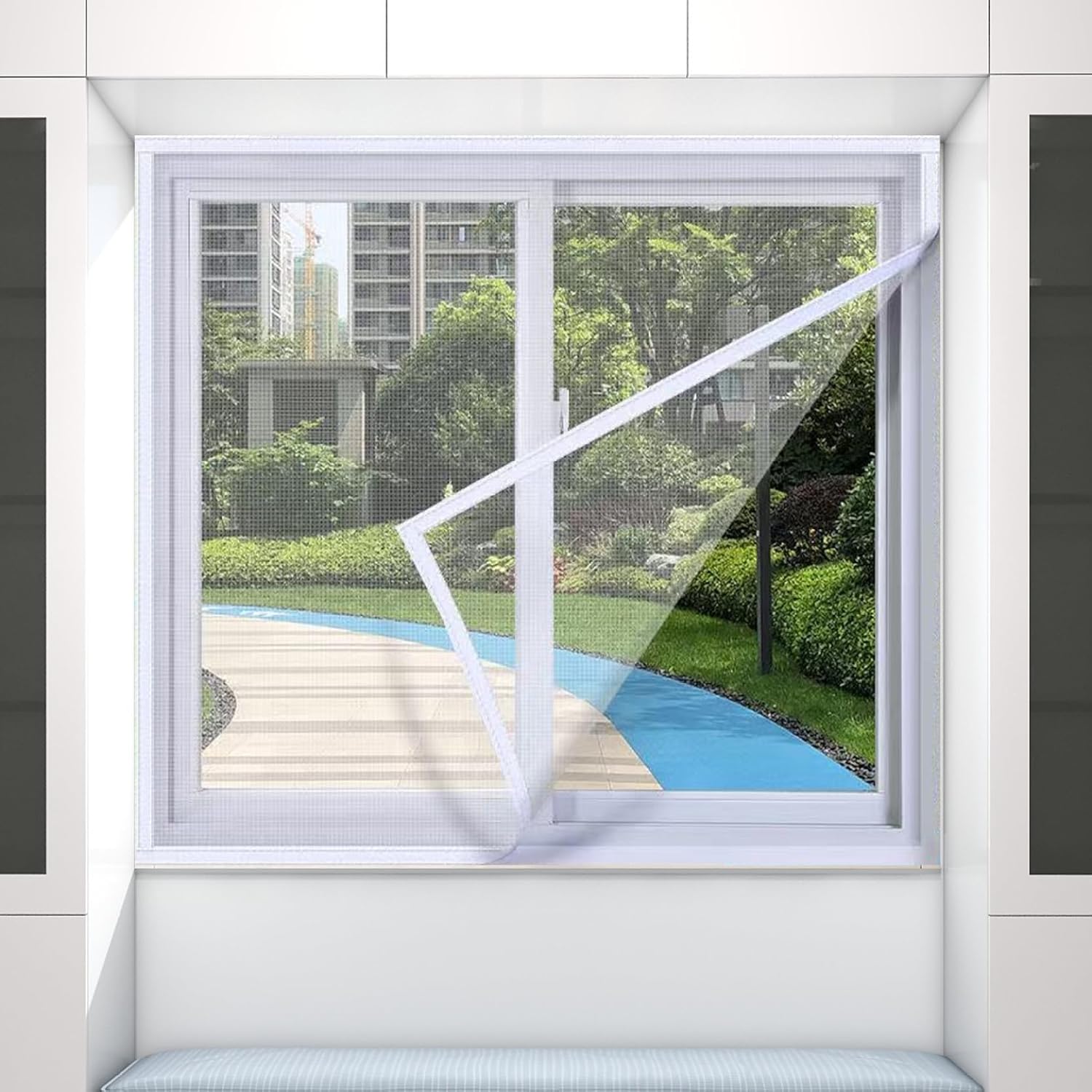 Mosquito Window Screen, 26x47 Inch Self-Adhesive Fine Mesh Window Screen Replacement for Home