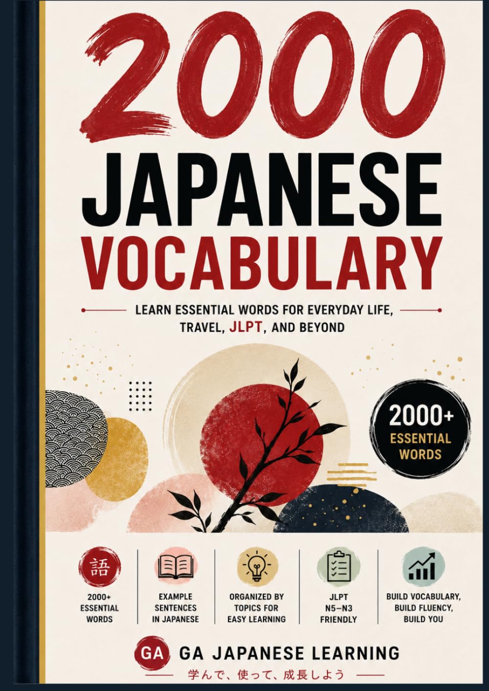 2000 Essential Japanese Vocabulary Words: The Complete Japanese Vocabulary Beginner's Guide with English Meanings, Example Sentences, and Organized Word Categories for JLPT Preparation