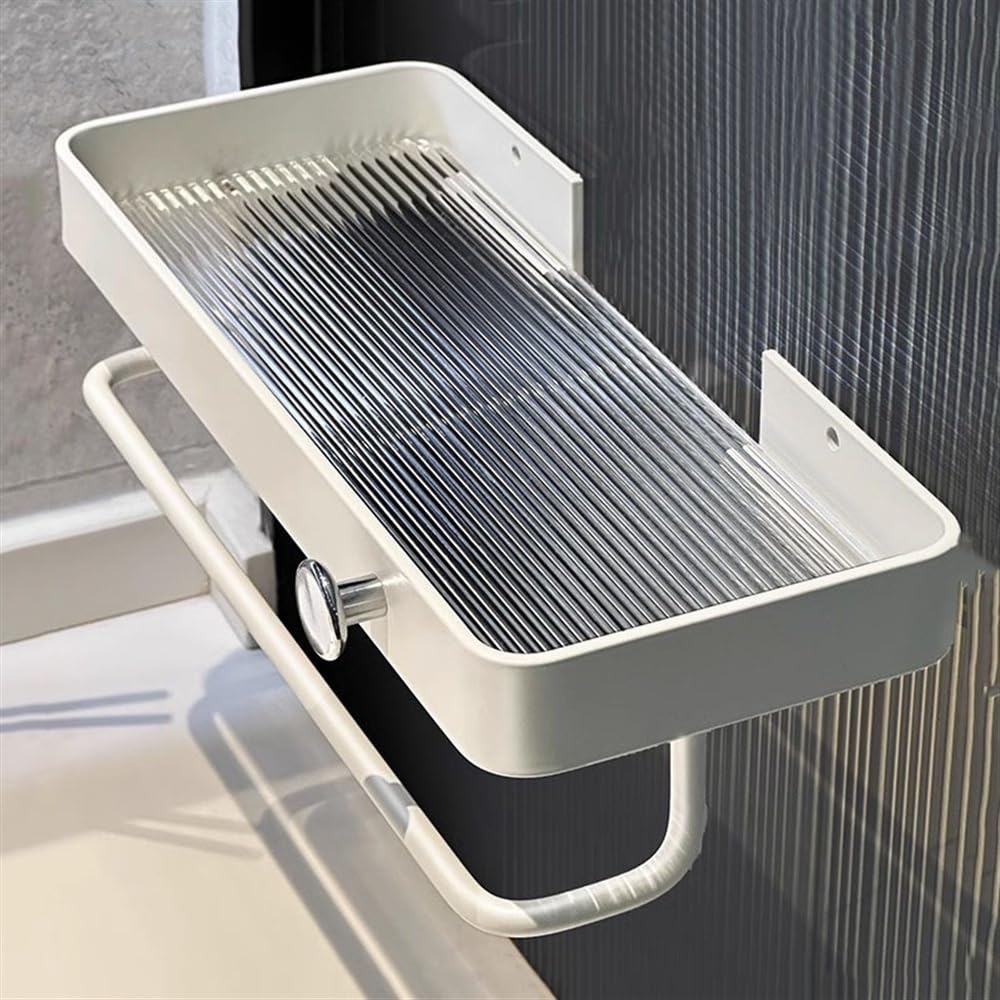 estante para ducha Estante de ducha acrílico montado en la pared con gancho for almacenamiento de esquina de baño 30-40cm(30cm)