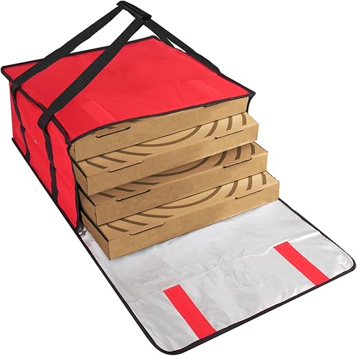 Trail maker Insulated Pizza Bags for Delivery, Food Carrier Delivery Bag 20x20x12 Food Bag for Personal and Professional Use | Holds up to 4 Fresh Pizzas (Red)