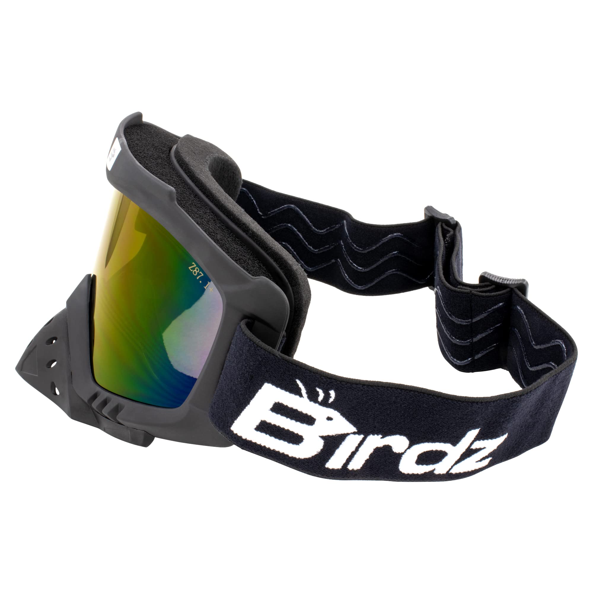 Birdz Lunettes Toucan Moto ATV Rembourrées Protège-nez amovible Verres miroir rouge et bleu