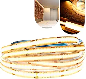 Fita Cob Super Led 5 M 320led/m 12v Ip20 Alto Brilho + Fonte (Branco Quente)