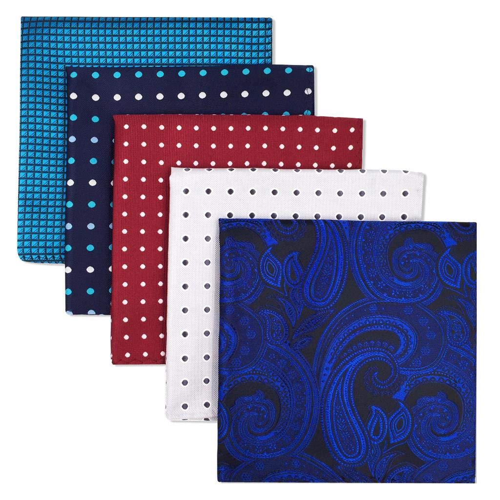 S&W SHLAX&WINGShlax&Wing 5 Pieces Assorted Mens Pocket Square Handkerchiefs Set Lot