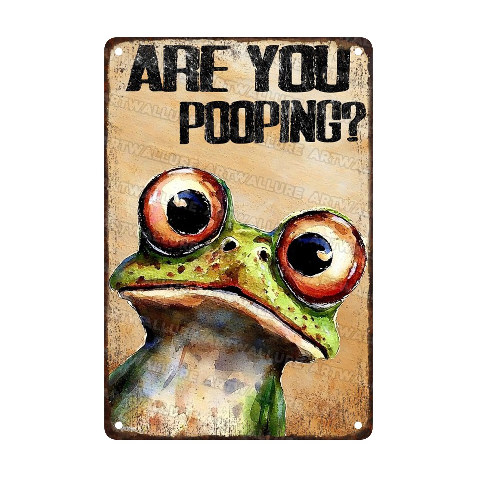 Anceky Are You Pooping Frog Signs Funny Metal Tin Sign Wall Decor for Home Garage Window Garden Yard 12×8 Inch