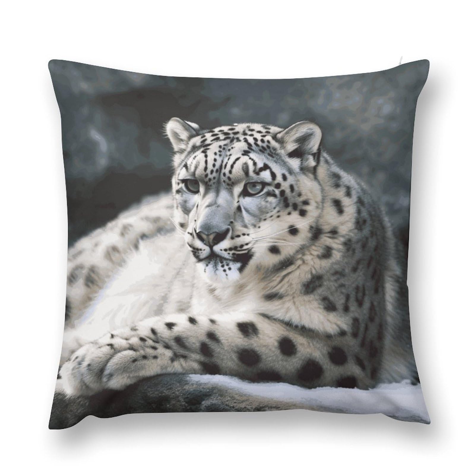 MUSM Snow Leopard Throw Pillow Cover 18 "x18 Wrinkle&Fade Resistant Cozy Soft Plush Pillow Case Protector Double-Sided Personalized Pillowcase Pillow Shams Cushion Cover for Home