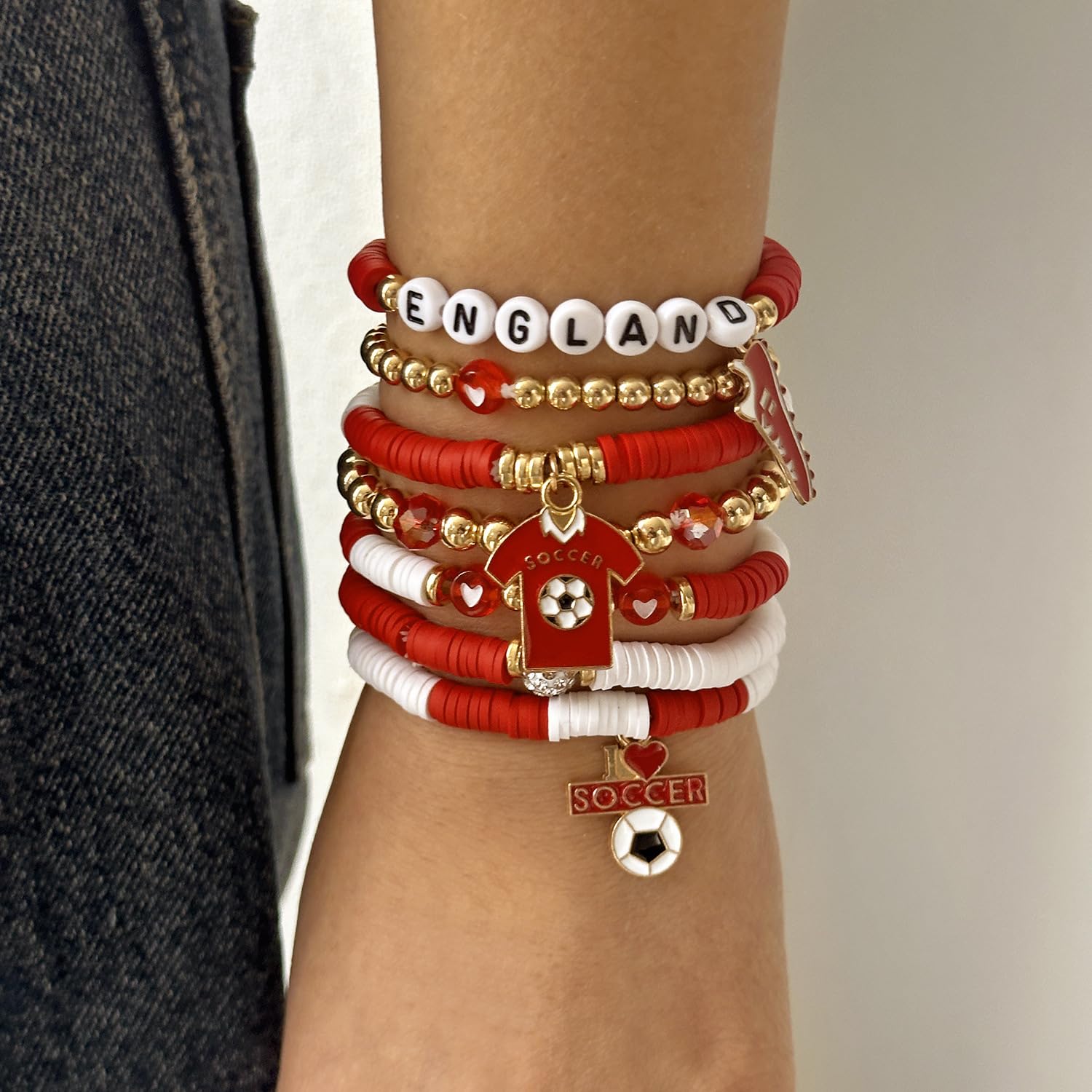 2026 World Cup Soccer Bracelet Set, Argentina, Brazil, Canada, England, Germany, Mexico, Spain, USA Soccer Fan Jewelry - 5