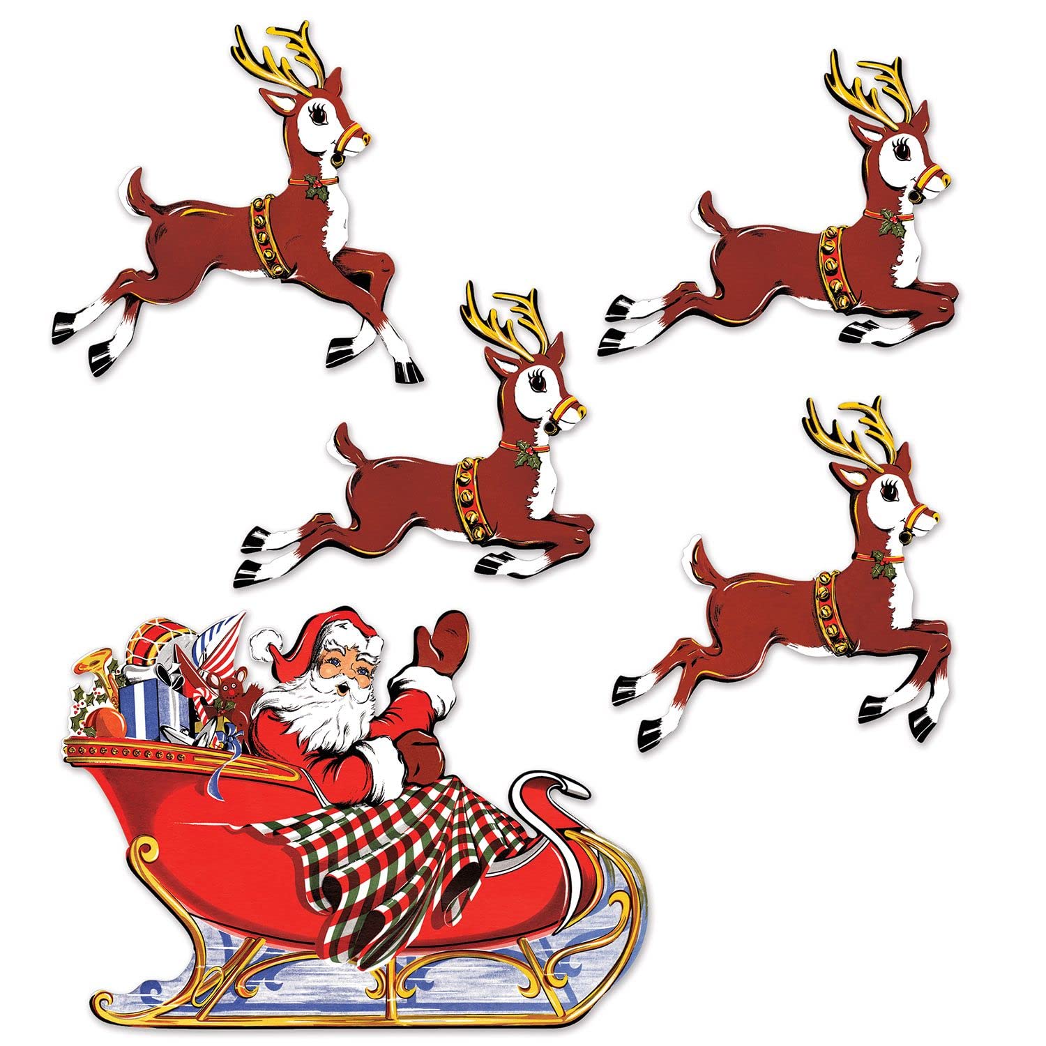 Amazon.com: Vintage Christmas Santa & Sleigh Cutouts : Home & Kitchen