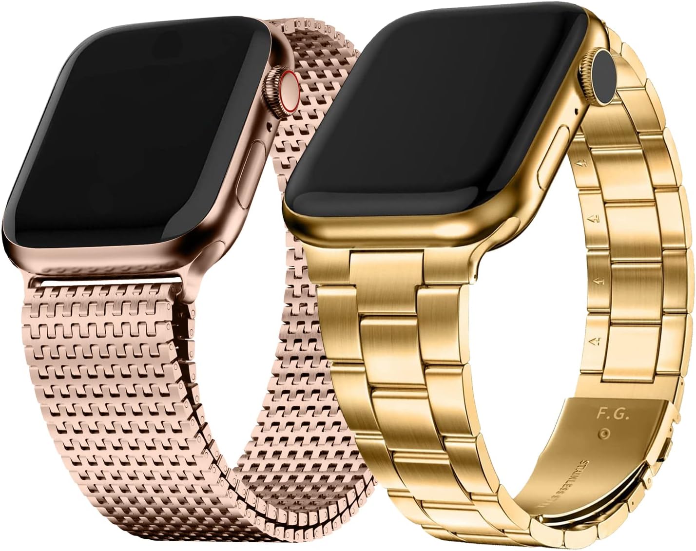Fullmosa Compatible Mesh Apple Watch Band 38mm/40mm/41mm Rose Gold with Case & Compatible No Tool Apple Watch Band 38mm/40mm/41mm with Case,Gold